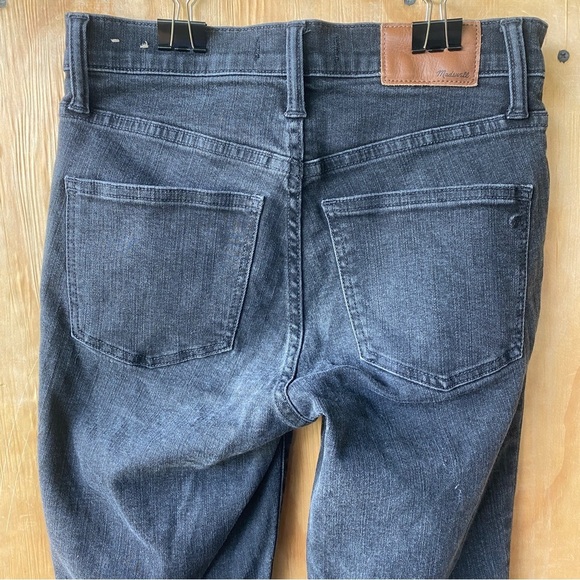 Madewell 9” High Riser Skinny  Exposed Button Fly Black Raw Hem Stretch Jean - Picture 5 of 16